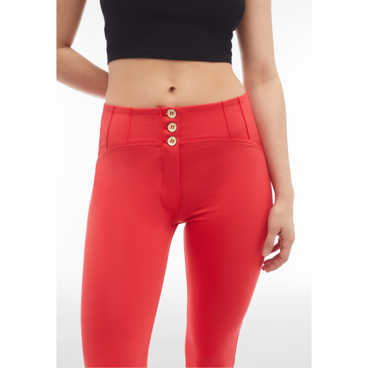 Freddy WR.UP® Tech Plus Damen Push-Up Hose - Buttoned High Waist Skinny - Rot