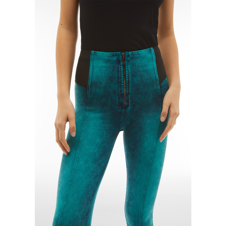Freddy WR.UP® Damen Push-Up Jeans - Super High Waist Super Skinny - Marmor Effekt - Denim Blaugün - Blaue Nähte - J152B