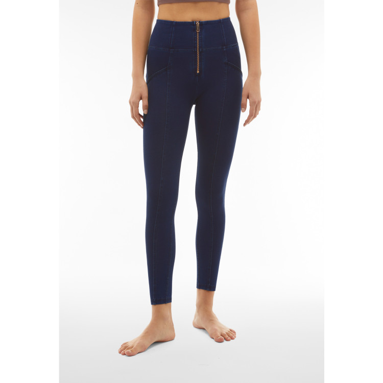 Freddy WR.UP® Damen Push-Up Jeans - 7/8 High Waist Skinny - Mit Mittelnaht auf den Beinen - Indigoblau - Blaue Nähte - J0B