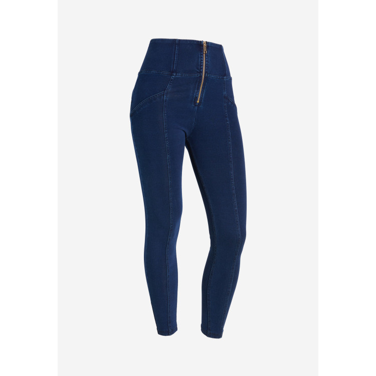 Freddy WR.UP® Damen Push-Up Jeans - 7/8 High Waist Skinny - Mit Mittelnaht auf den Beinen - Indigoblau - Blaue Nähte - J0B