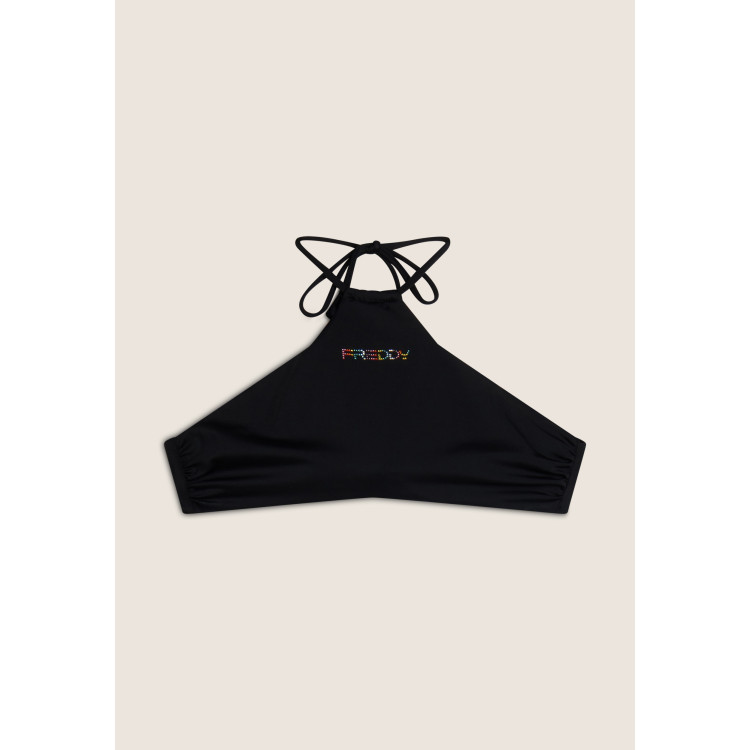 Freddy Bikini-Neckholder-Top mit strassbesetztem Freddy Logo - BLACK
