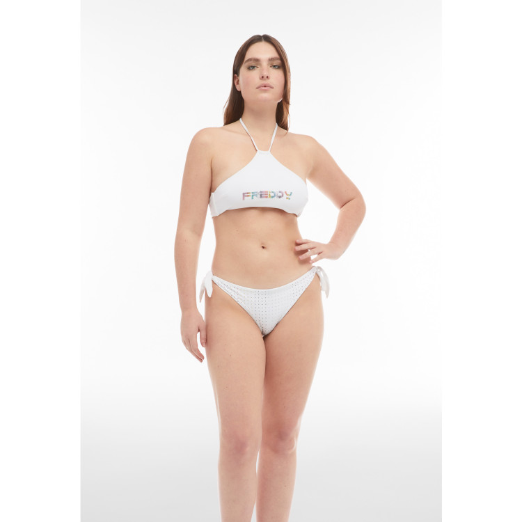 Freddy Bikini-Neckholder-Top mit strassbesetztem Freddy Logo - WHITE