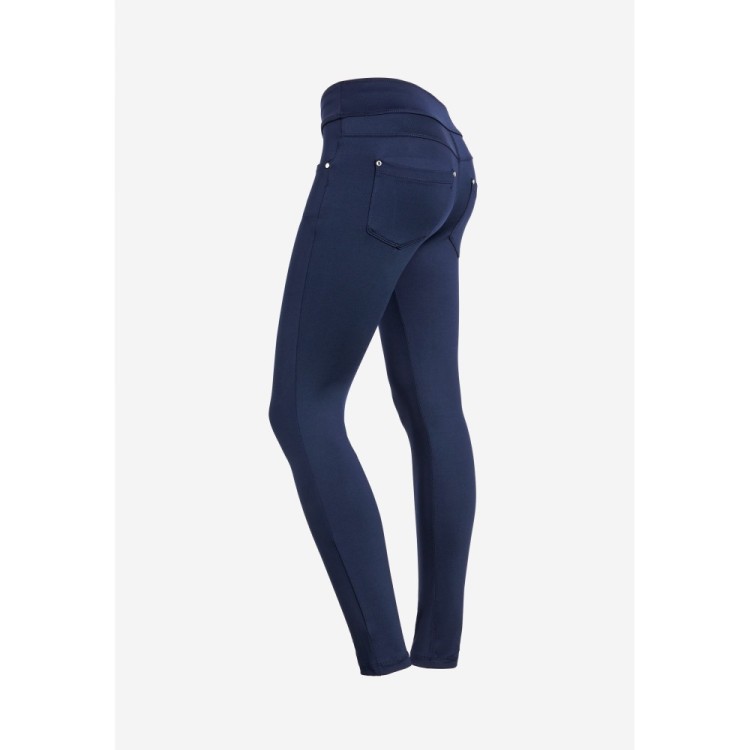 Freddy N.O.W.® Yoga Eco Tech Damen Comfort Hose - Mid Waist Skinny - Mittelblau
