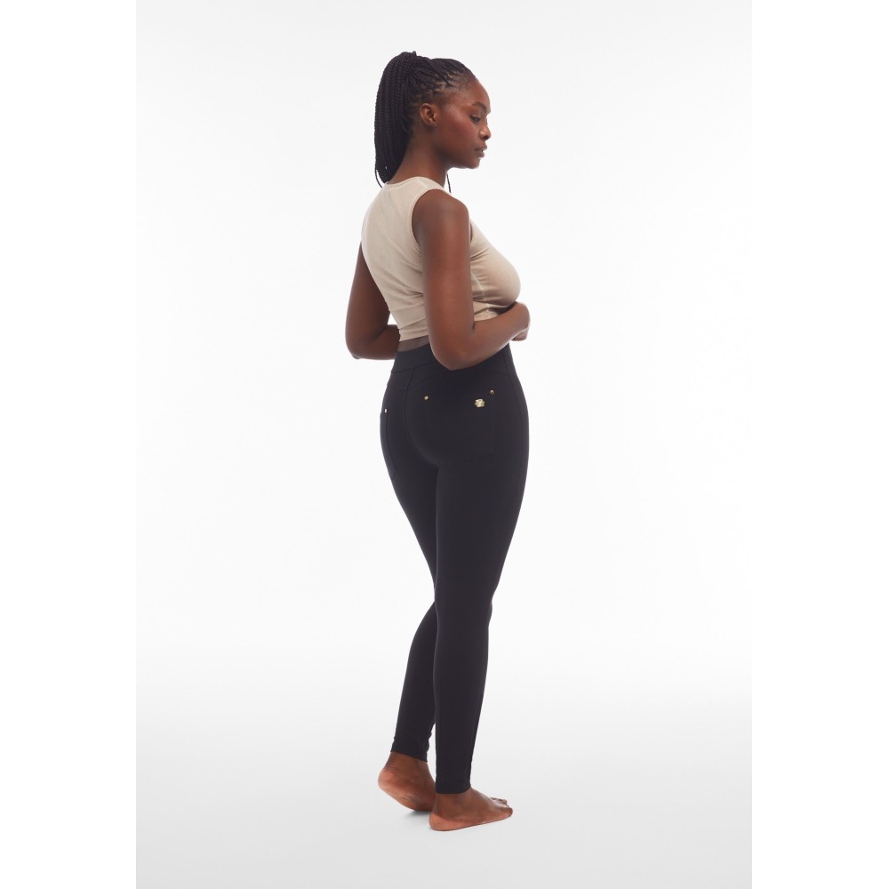 Freddy N.O.W.® Yoga Eco Damen Comfort Hose - Super High Waist Skinny - Mit Nähten auf den Beinen - Schwarz