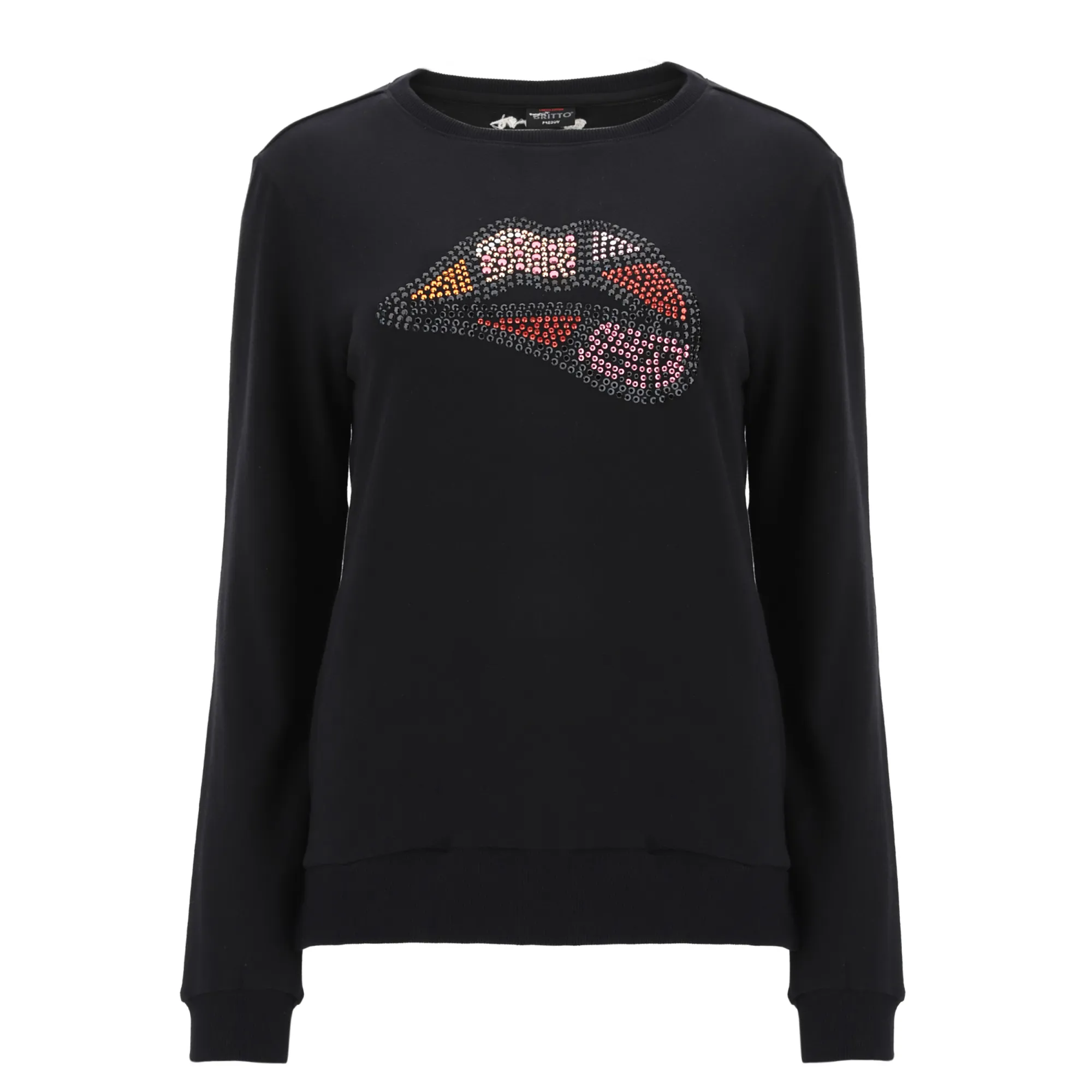 Sweatshirt With Rhinestone Lips - Romero Britto Collection