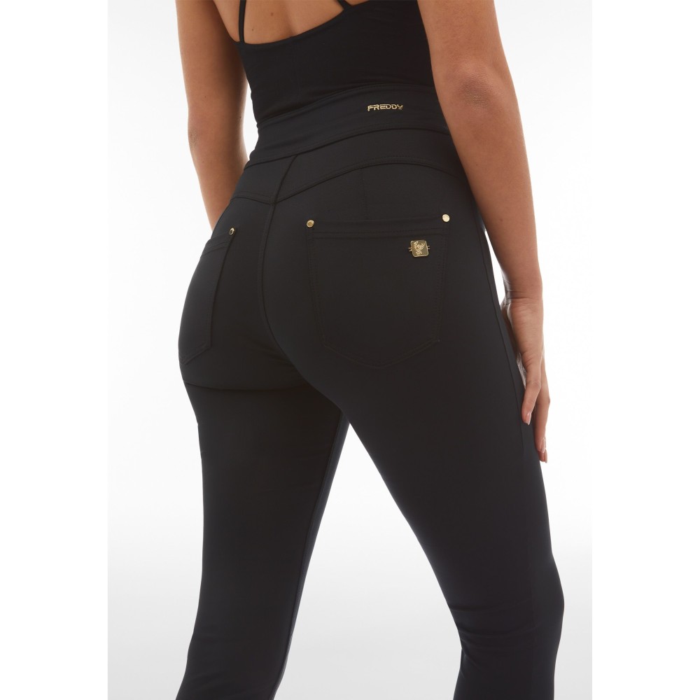 Freddy N.O.W.® Yoga Eco Tech Plus Damen Comfort Hose - Super High Waist Skinny - Schwarz