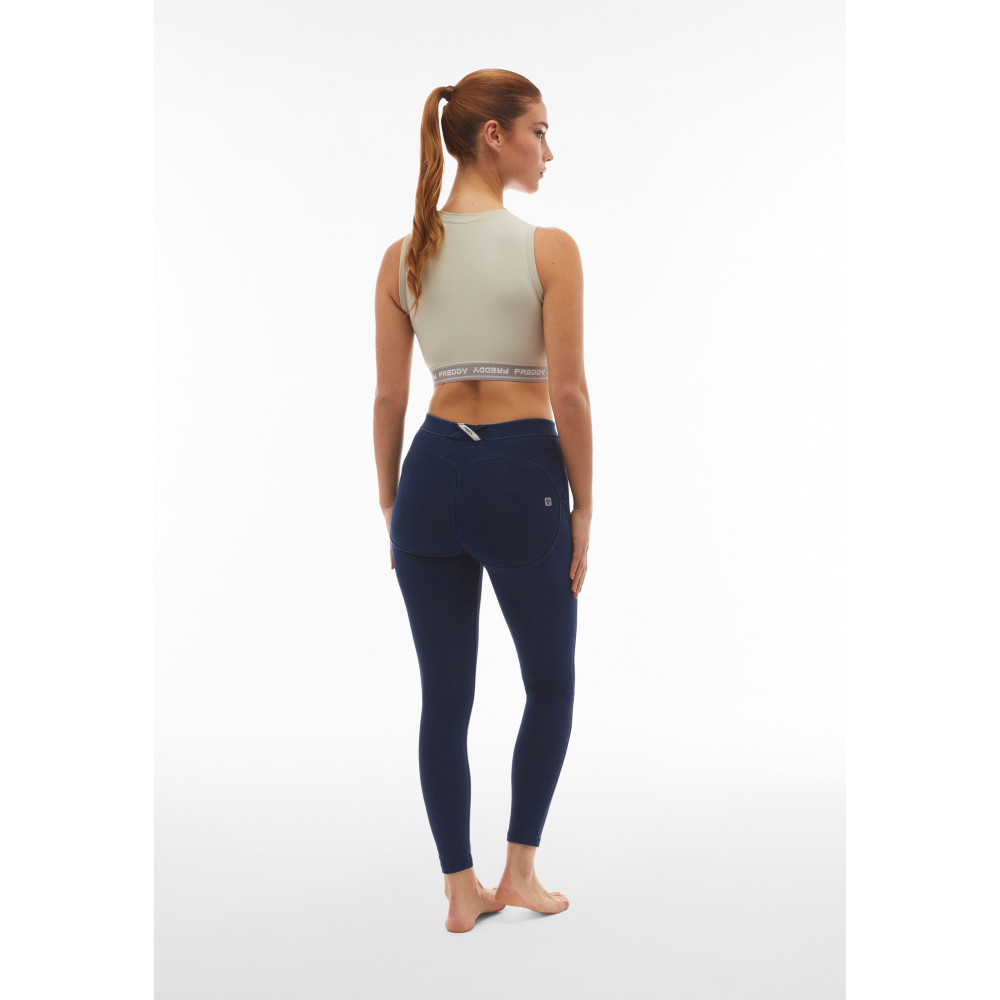 Freddy WR.UP® Core Damen Push-Up Jeans - 7/8 Regular Waist Super Skinny - Denim Indigo – Blaue Nähte - J0B