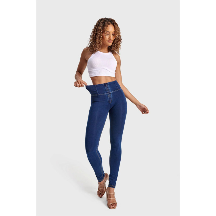 Freddy WR.UP® Damen Push-Up Jeans - High Waist Super Skinny - Indigoblau - Gelbe Nähte