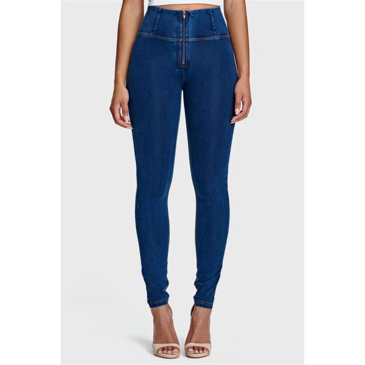 Freddy WR.UP® Damen Push-Up Jeans - High Waist Super Skinny - Indigoblau - Gelbe Nähte