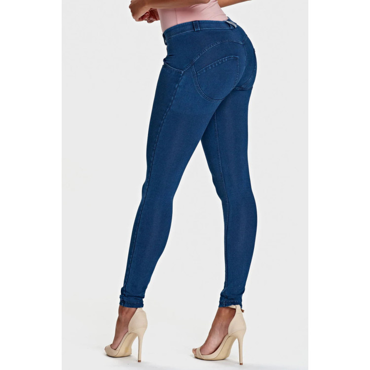 Freddy WR.UP® Damen Push-Up Jeans - Regular Waist Super Skinny - Indigoblau - Blaue Nähte