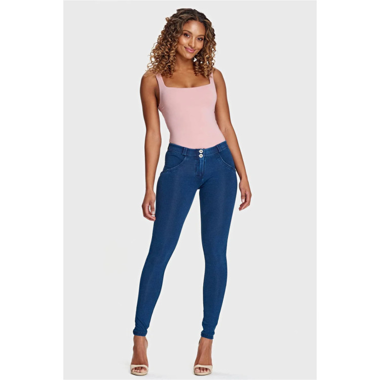 Freddy WR.UP® Damen Push-Up Jeans - Regular Waist Super Skinny - Indigoblau - Blaue Nähte