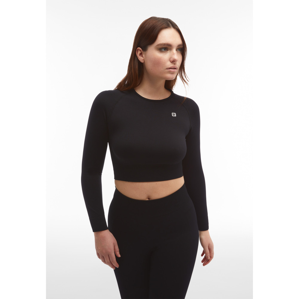 Freddy Seamless Sport Top - langärmlig - Schwarz - N0