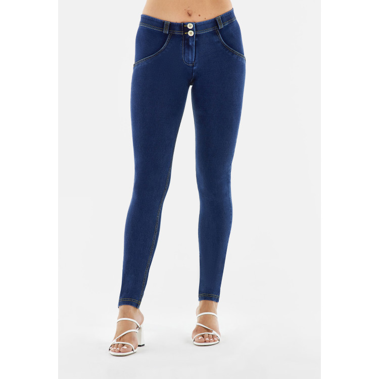 Freddy WR.UP® Damen Push-Up Jeans - Regular Waist Super Skinny - Indigoblau - Blaue Nähte