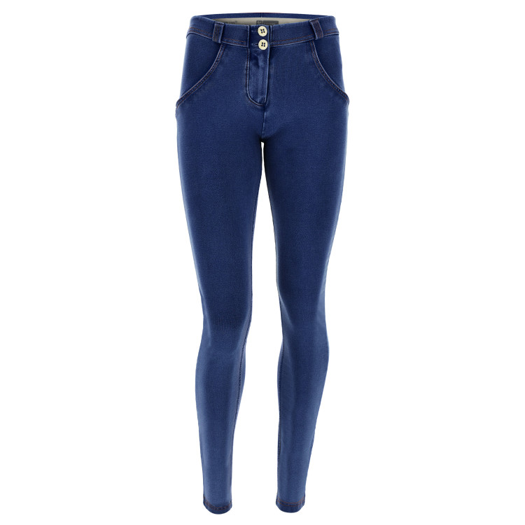 Freddy WR.UP® Damen Push-Up Jeans - Regular Waist Super Skinny - Indigoblau - Blaue Nähte