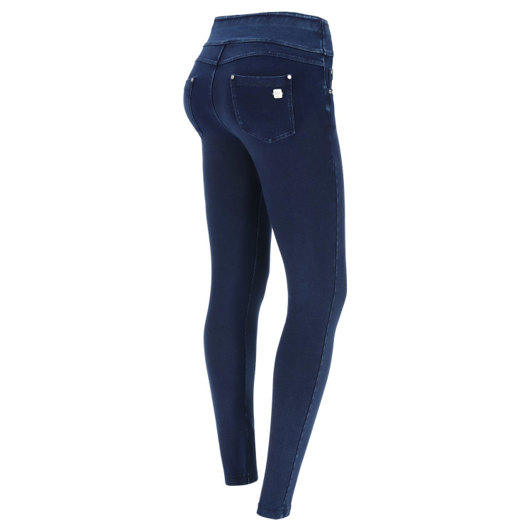 Freddy N.O.W.® Yoga Damen Comfort Jeans - Mid Waist Skinny - Blau - Blaue Nähte