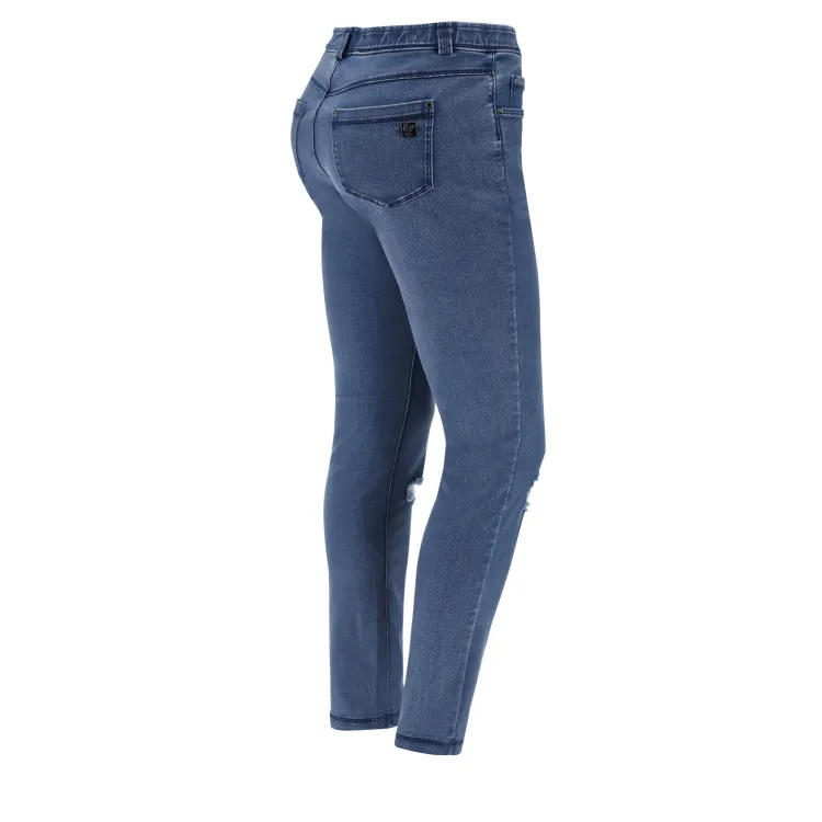 Freddy Fit Jeans - Regular Waist Skinny - Destroyed - Clear Denim - Blue Seam - J4B