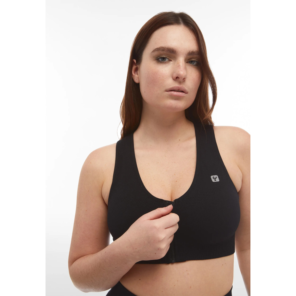 Freddy Seamless Sport Top - mit Reißverschluss - Schwarz - N0