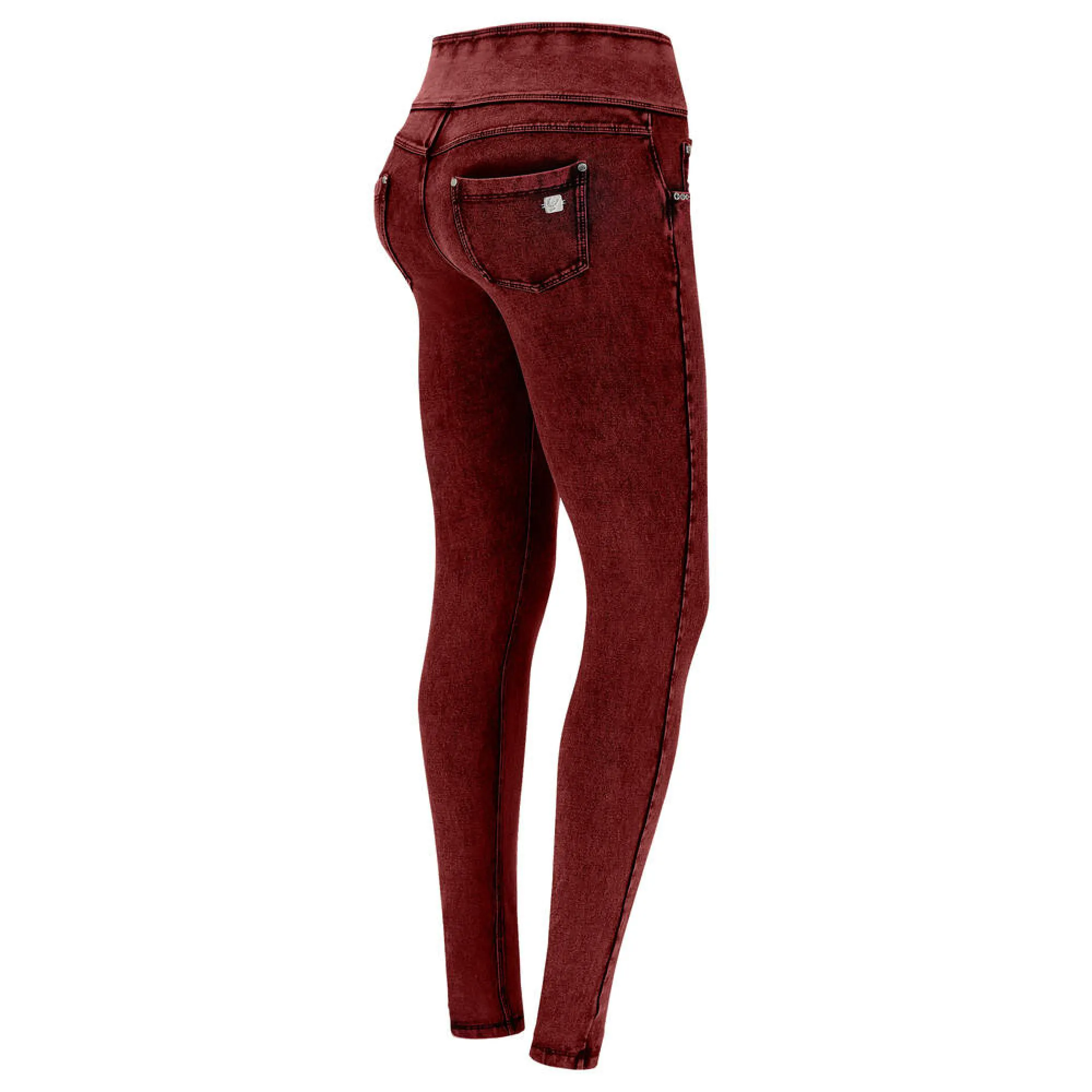 N.O.W.® Pants - High Waist Skinny - Marmor Optik - Denim Red - J74B