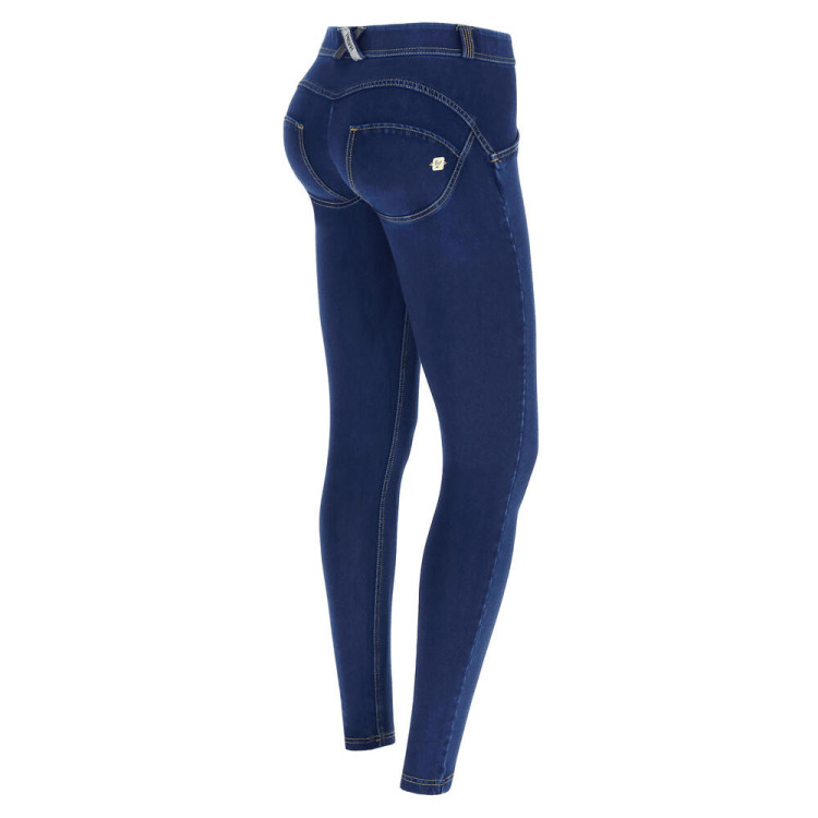 Freddy WR.UP® Damen Push-Up Jeans - Regular Waist Skinny - Indigoblau - Gelbe Nähte