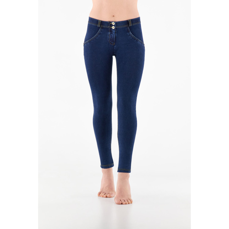 Freddy WR.UP® Damen Push-Up Jeans - Regular Waist Skinny - Indigoblau - Gelbe Nähte