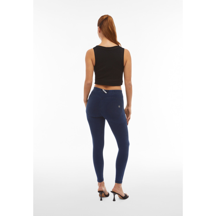 Freddy WR.UP® Yoga Damen Push-Up Jeans - Tencel - 7/8 Regular Waist Super Skinny - Indigoblau - Blaue Nähte