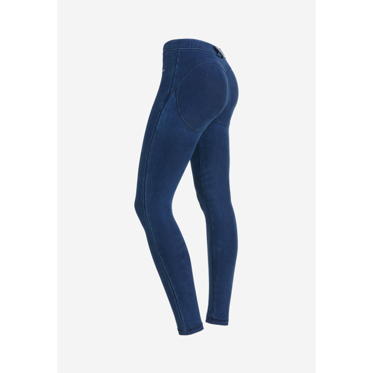 Freddy WR.UP® Yoga Damen Push-Up Jeans - Tencel - 7/8 Regular Waist Super Skinny - Indigoblau - Blaue Nähte