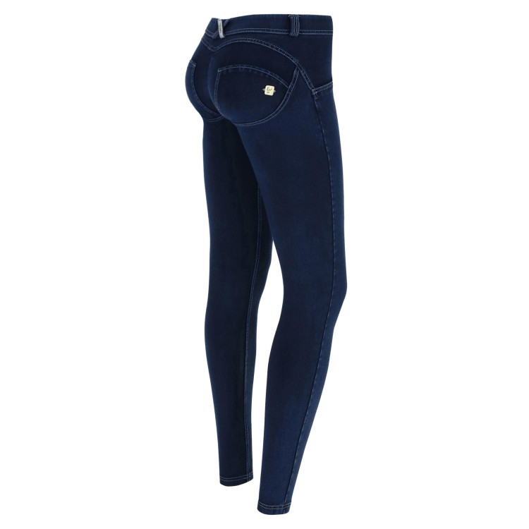 Freddy WR.UP® Damen Push-Up Jeans - Low Waist Skinny - Indigoblau - Blaue Nähte