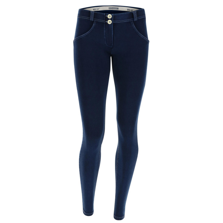 Freddy WR.UP® Damen Push-Up Jeans - Low Waist Skinny - Indigoblau - Blaue Nähte