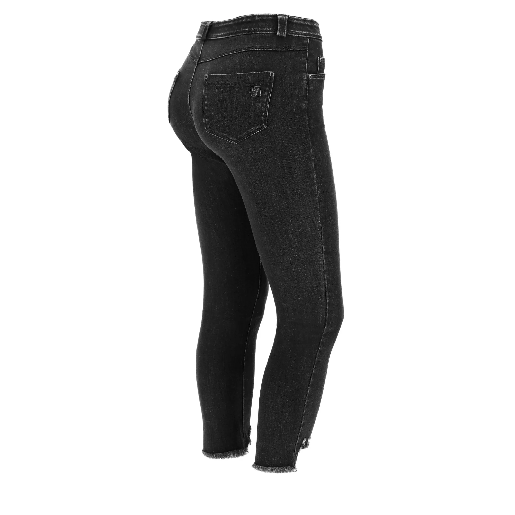 Freddy Fit Jeans - 7/8 Regular Waist Skinny - Destroyed - Black Denim – Black Seam - J7N