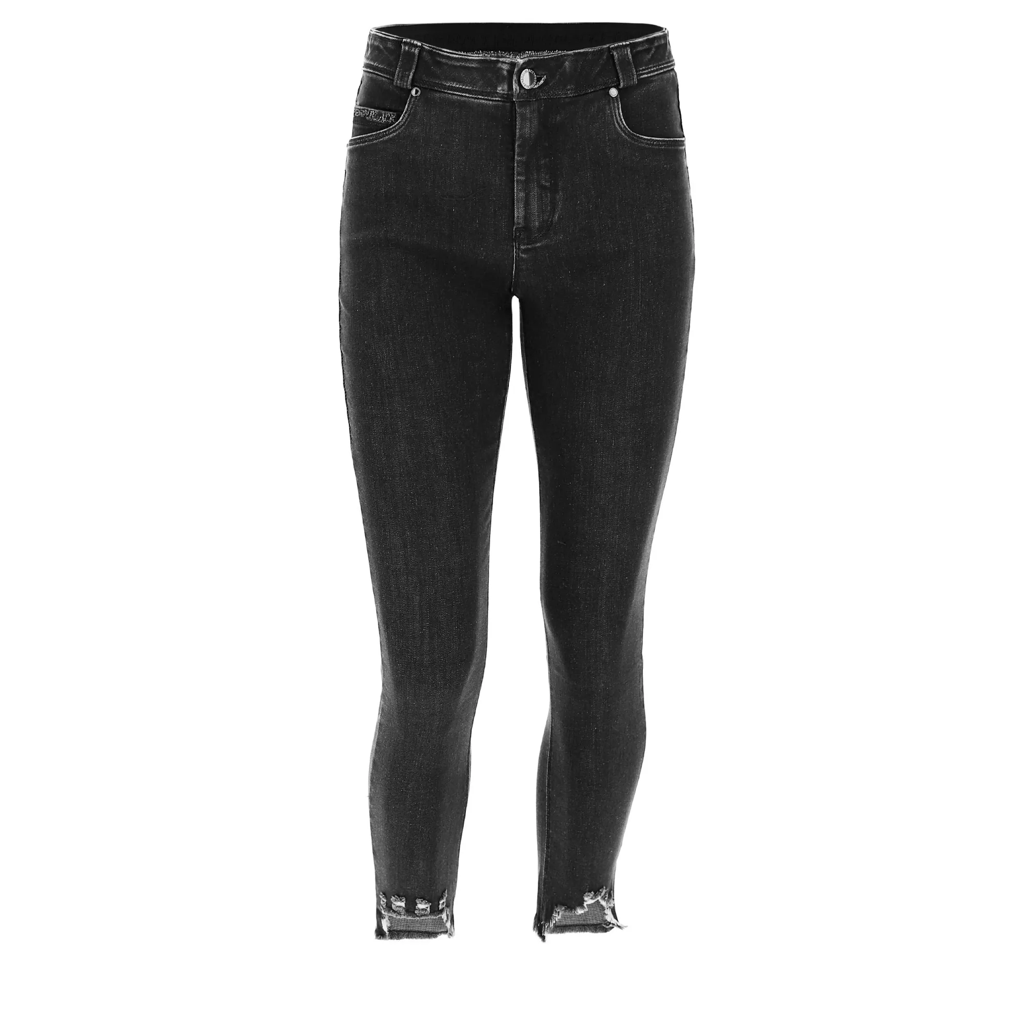 Freddy Fit Jeans - 7/8 Regular Waist Skinny - Destroyed - Black Denim – Black Seam - J7N