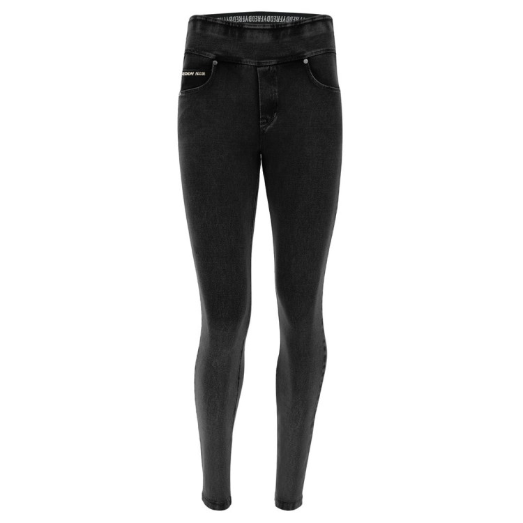 Freddy N.O.W.® Yoga Damen Comfort Hose - Mid Waist Skinny - Schwarz - Schwarze Nähte