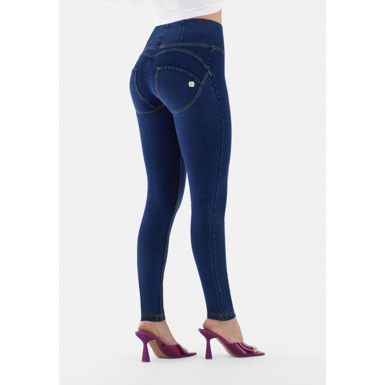 Freddy WR.UP® Damen Push-Up Jeans - High Waist Skinny - Indigoblau - Gelbe Nähte