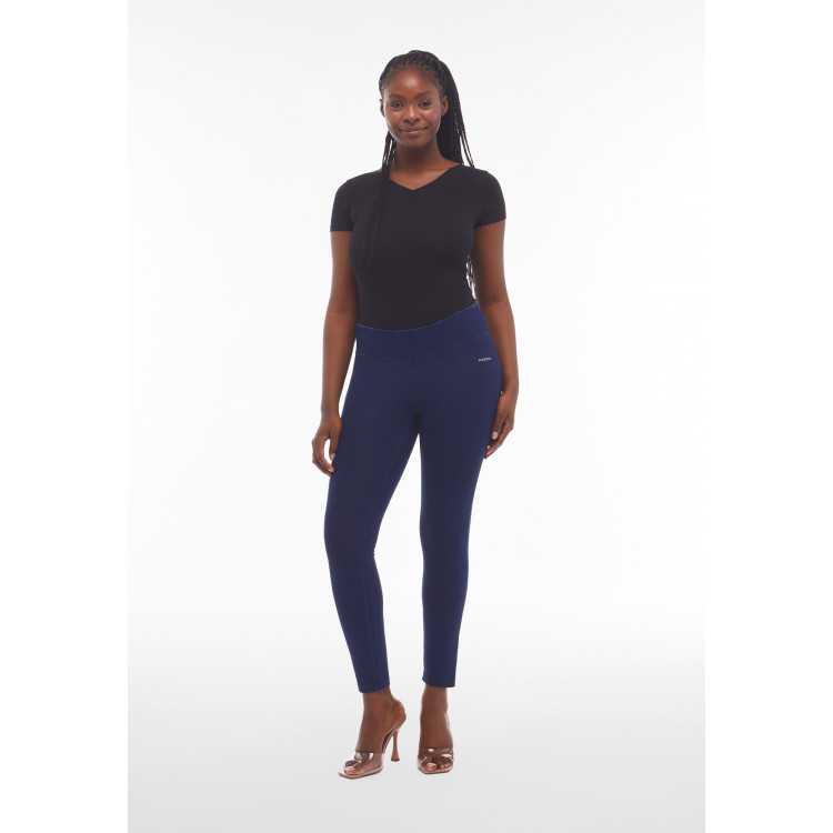 Freddy N.O.W.® Damen Comfort Jeggins - 7/8 Mid Waist Super Skinny - Indigoblau - Blaue Nähte