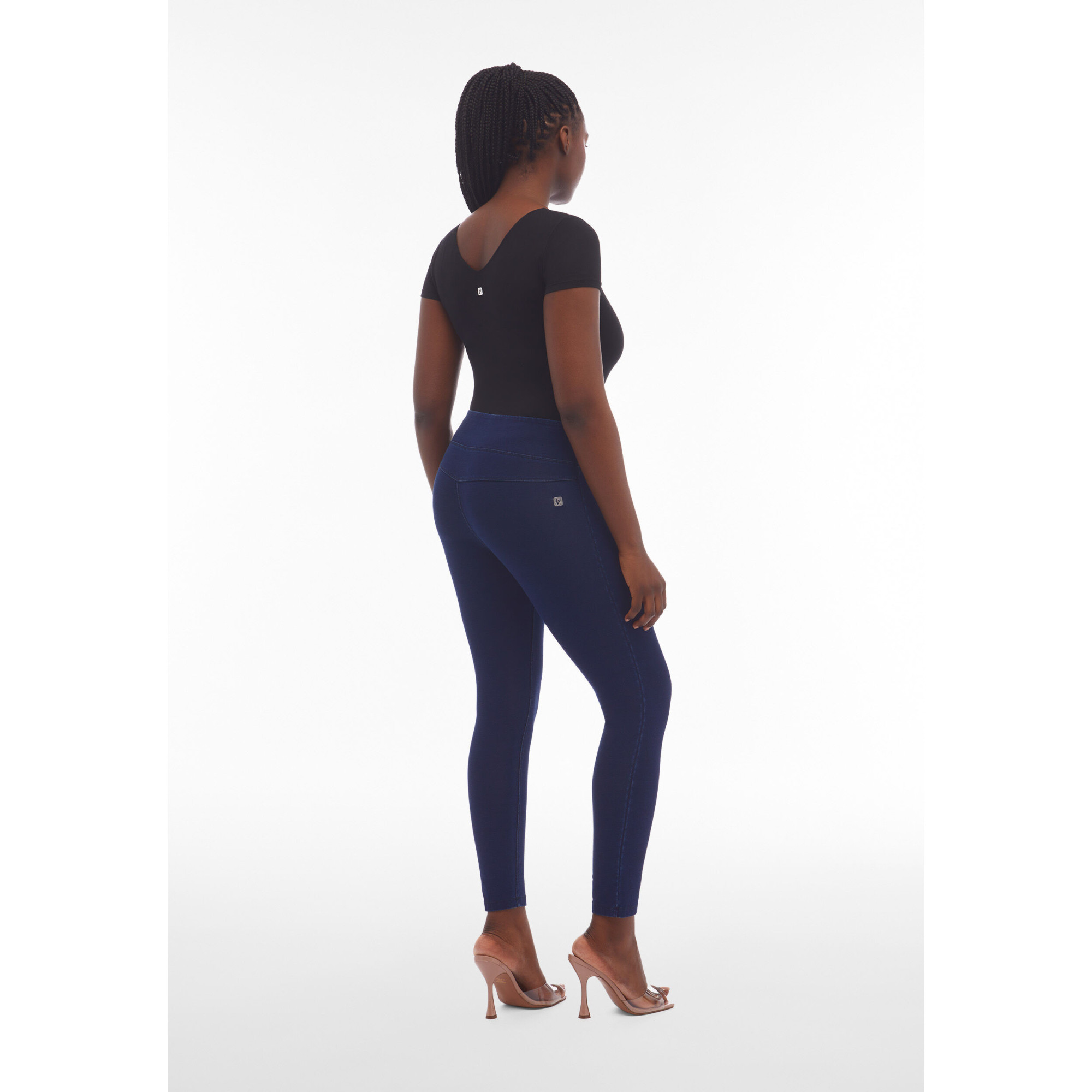 Freddy N.O.W.® Damen Comfort Jeggins - 7/8 Mid Waist Super Skinny - Indigoblau - Blaue Nähte