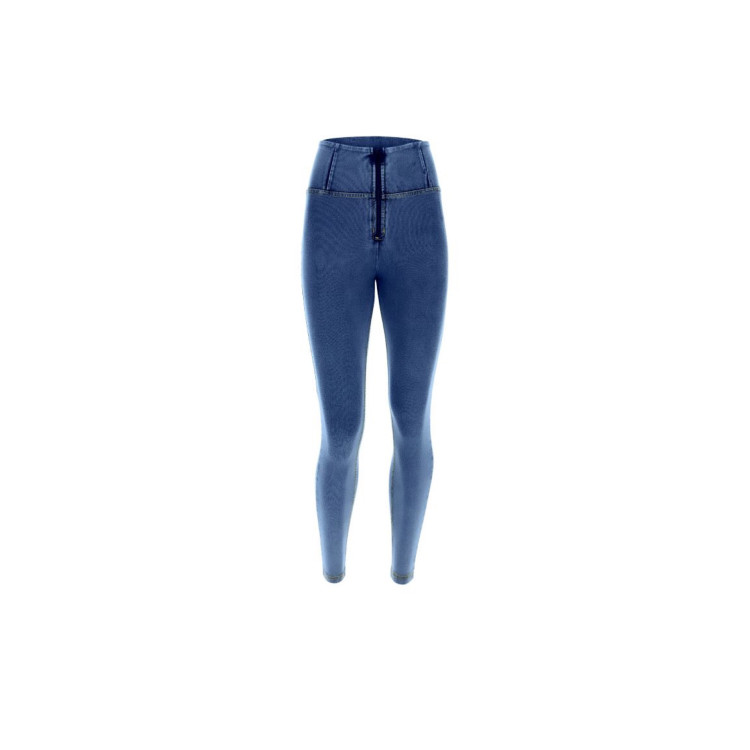 Freddy WR.UP® Damen Push-Up Jeans - 7/8 High Waist Super Skinny - Hellblau - Gelbe Nähte