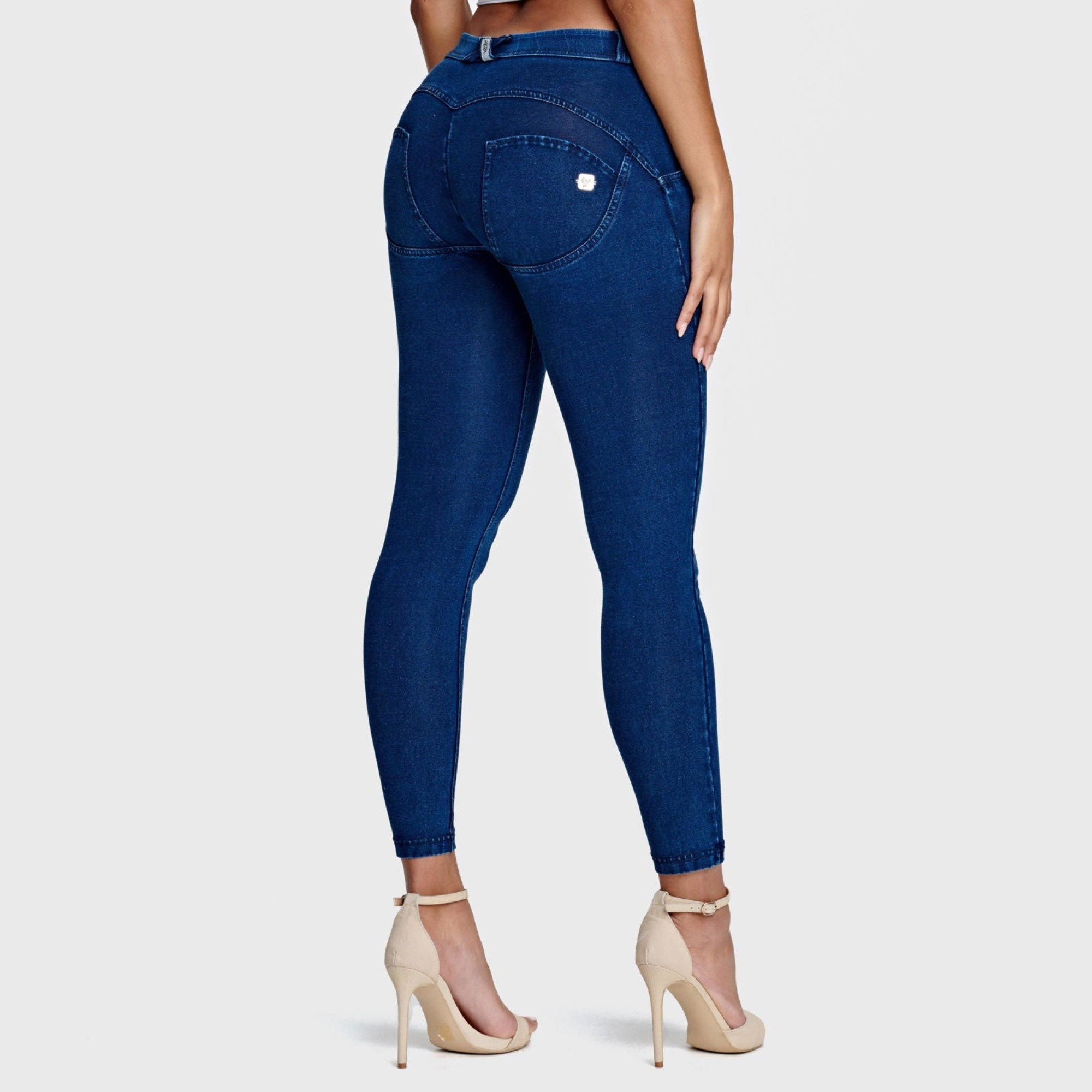 Freddy WR.UP® Damen Push-Up Jeans - 7/8 Regular Waist  Skinny - Indigoblau - Blaue Nähte