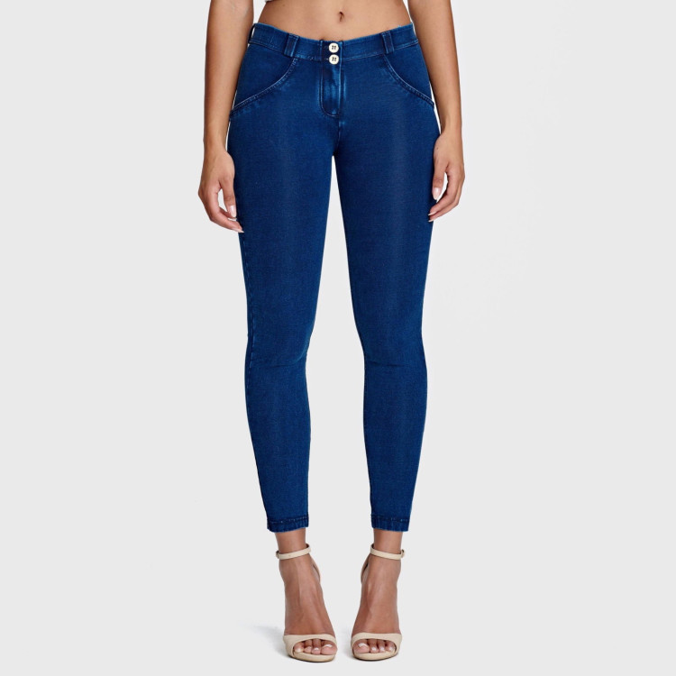 Freddy WR.UP® Damen Push-Up Jeans - 7/8 Regular Waist  Skinny - Indigoblau - Blaue Nähte