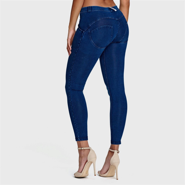 Freddy WR.UP® Damen Push-Up Jeans - 7/8 Regular Waist  Skinny - Indigoblau - Blaue Nähte