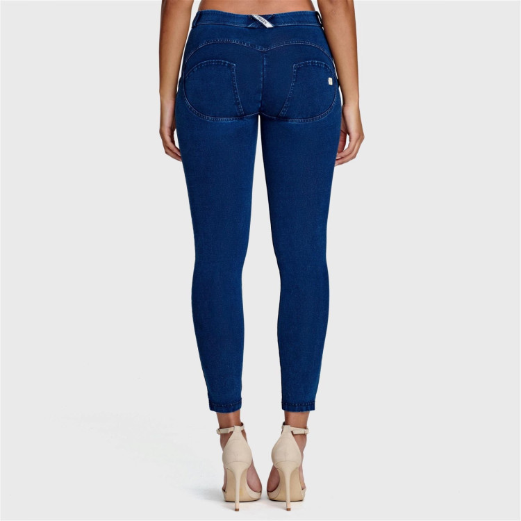 Freddy WR.UP® Damen Push-Up Jeans - 7/8 Regular Waist  Skinny - Indigoblau - Blaue Nähte