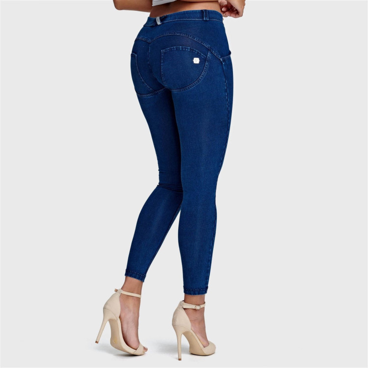 Freddy WR.UP® Damen Push-Up Jeans - 7/8 Regular Waist  Skinny - Indigoblau - Blaue Nähte