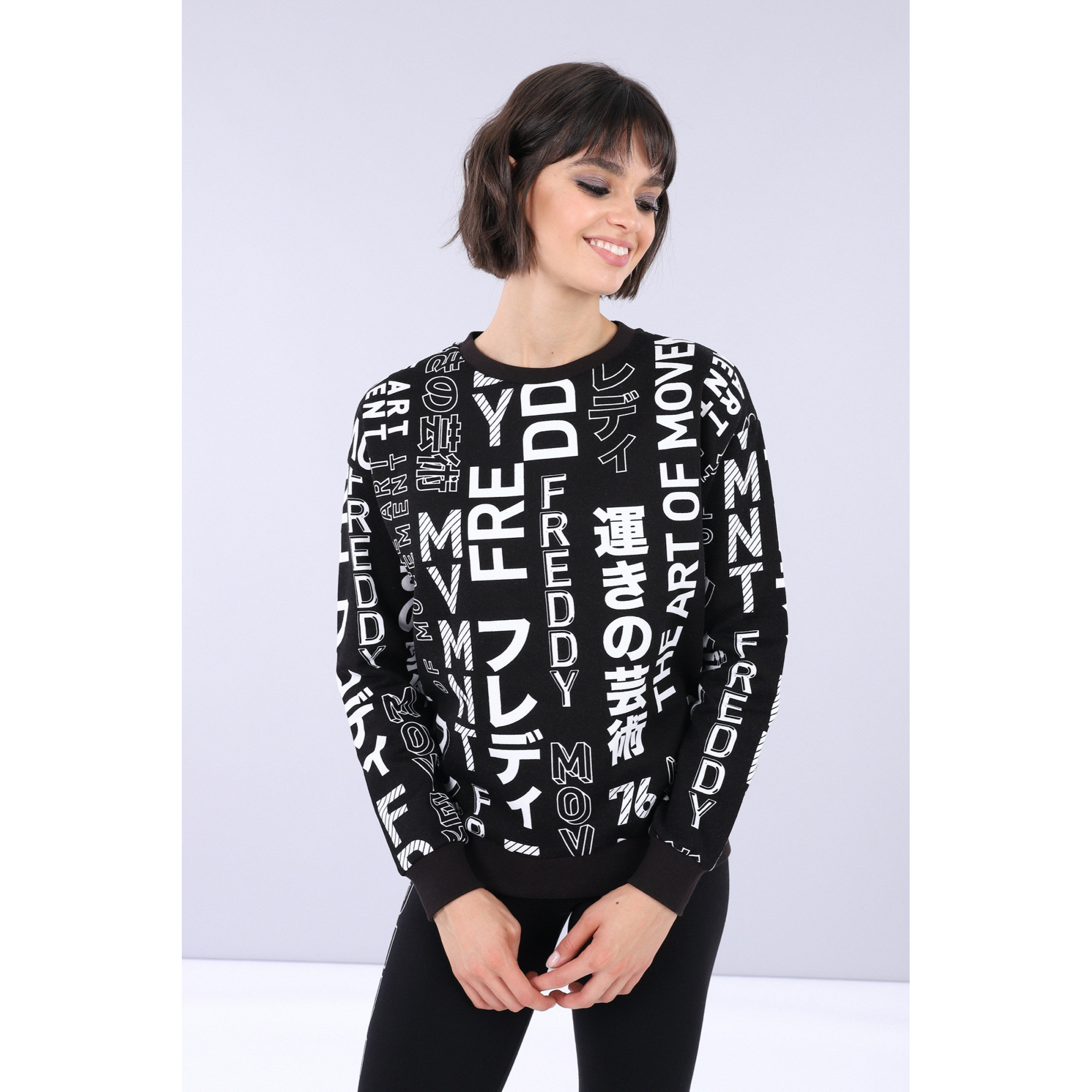 Freddy Oversize-Sweatshirt - Black - White - NW0