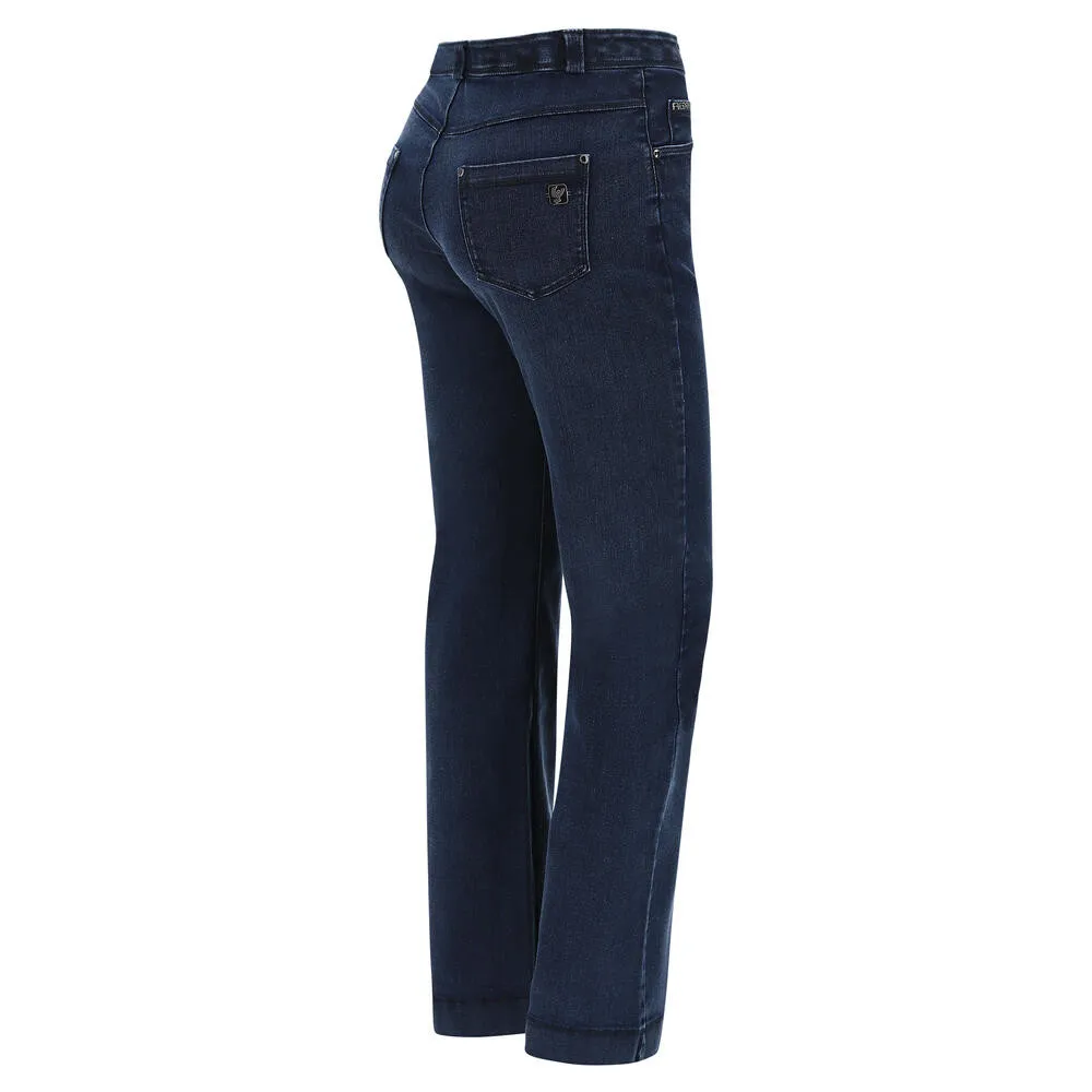 Freddy Fit Jeans - High Waist Wide Leg - Dark Denim – Blue Seam - J0B