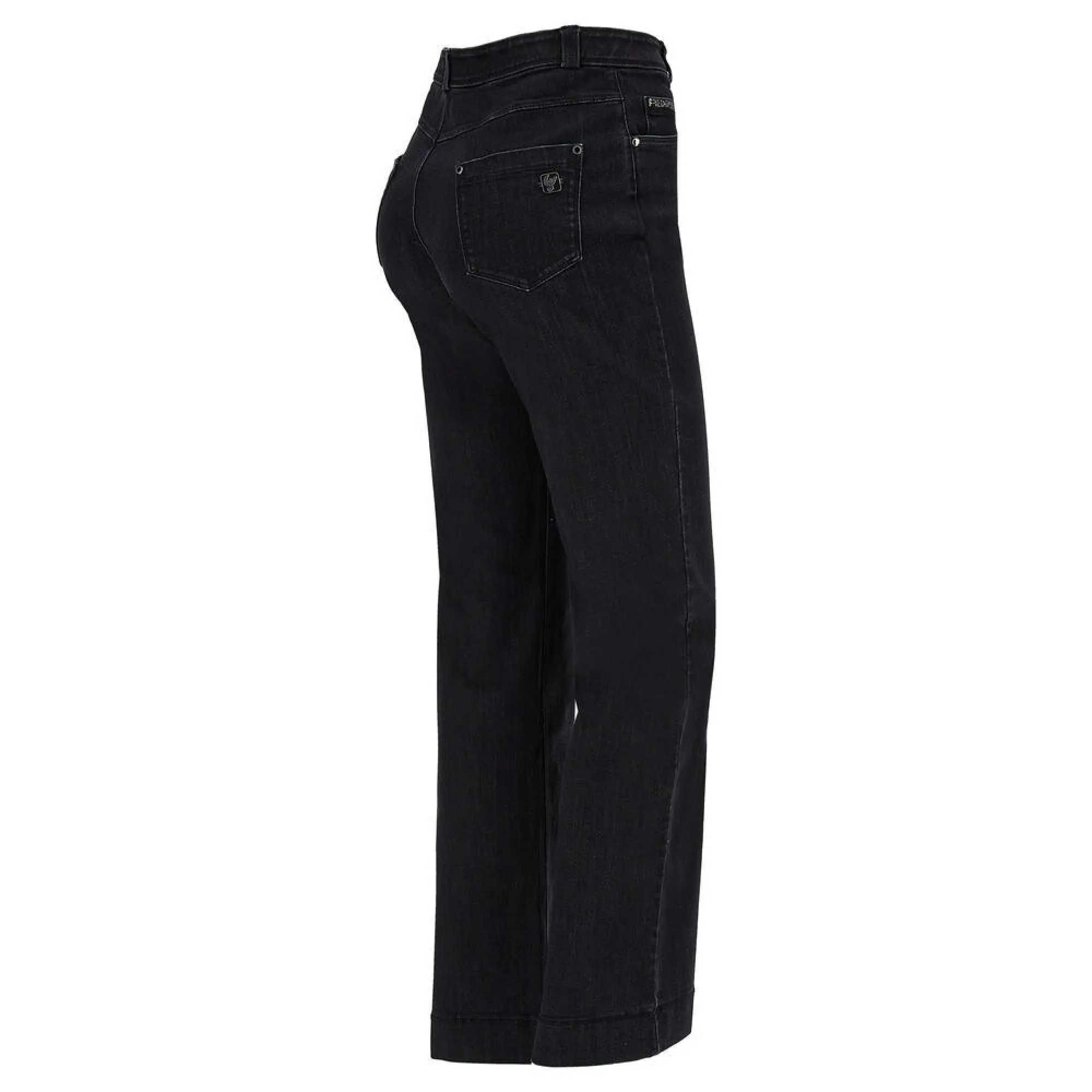 Freddy Fit Jeans - High Waist Wide Leg - Black Denim – Black Seam - J7N