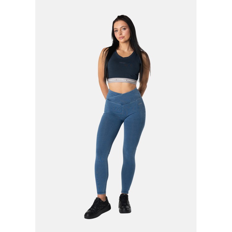 Freddy WR.UP® Core Damen Push-Up Jeans - 7/8 High Waist Super Skinny - Denim hell - Blaue Nähte - J4B