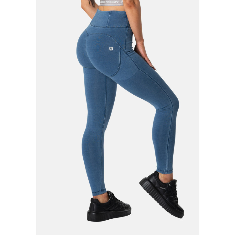 Freddy WR.UP® Core Damen Push-Up Jeans - 7/8 High Waist Super Skinny - Denim hell - Blaue Nähte - J4B