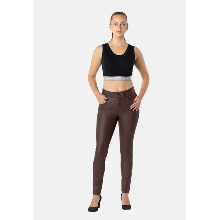 Freddy N.O.W.® Damen Comfort Hose - Mid Waist Super Skinny - Ecoledereinsätze - Dunkelbraun - M29