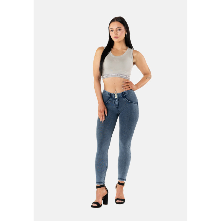 Freddy WR.UP® Damen Push-Up Jeans - 7/8 Regular Waist Skinny - Dark Denim - Blaue Nähte - J109B