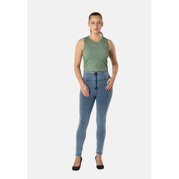 Freddy WR.UP® Damen Push-Up Jeans - 7/8 High Waist Skinny - Denim - Blaue Nähte - J108B