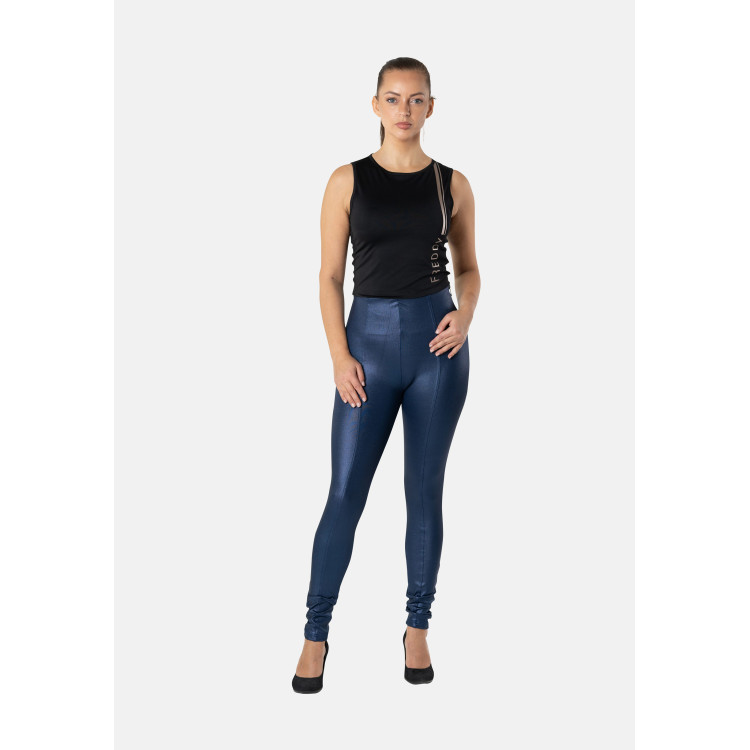 Freddy WR.UP® Damen Push-Up Hose - High Waist Super Skinny - Wet Effect - Mittelblau