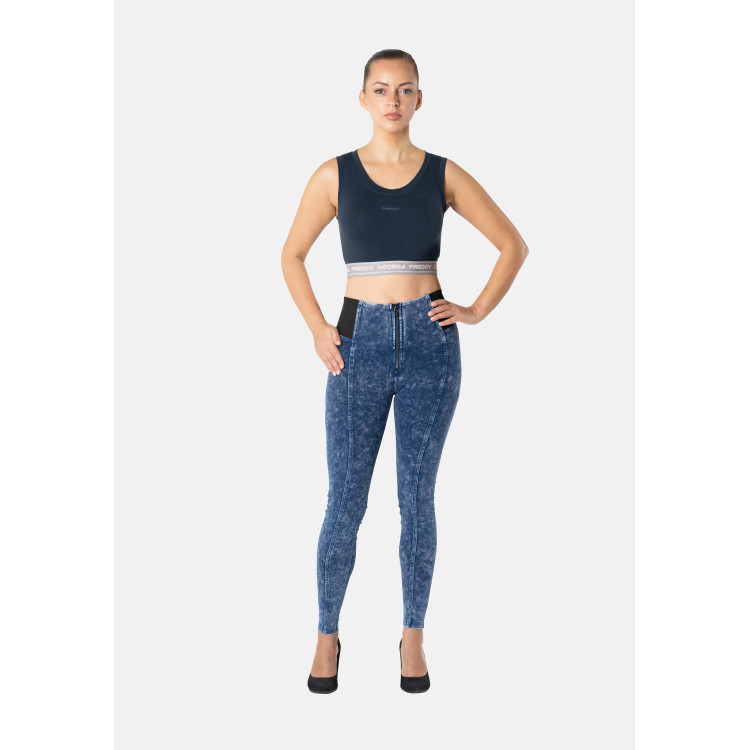 Freddy WR.UP® Damen Push-Up Hose - High Waist Super Skinny - elastischer Taillenbund - Dunkelblau - B57